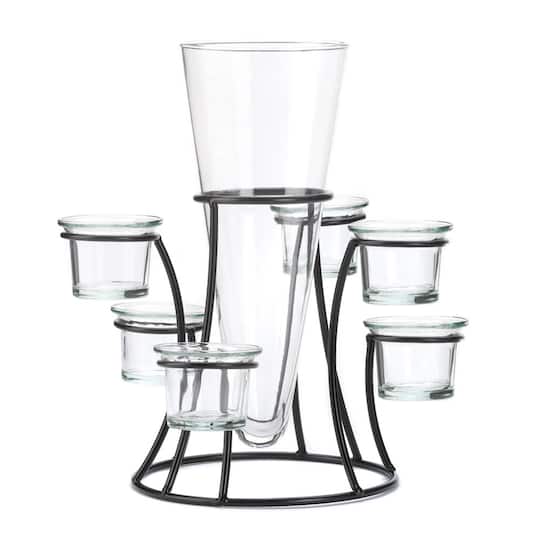 11" Circular Candle Stand with Vase
